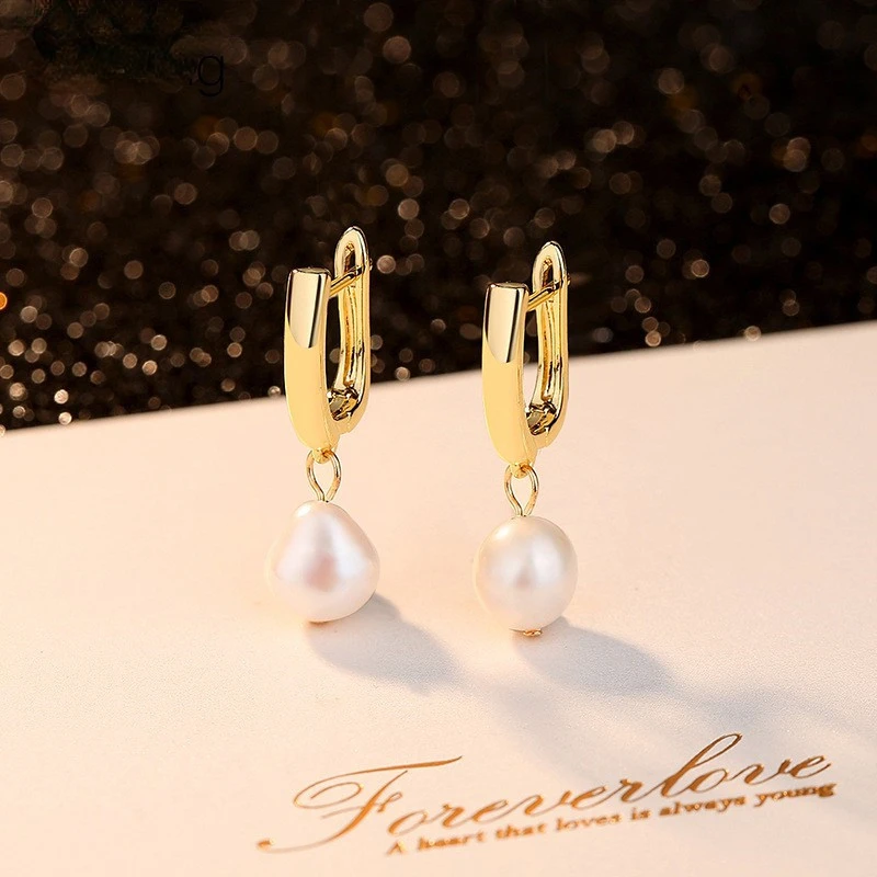 

Women's Baroque Pearl Earrings Korean-Style U-Shaped New Light Luxury Earrings Simple Niche Design Wedding Party Jewelry