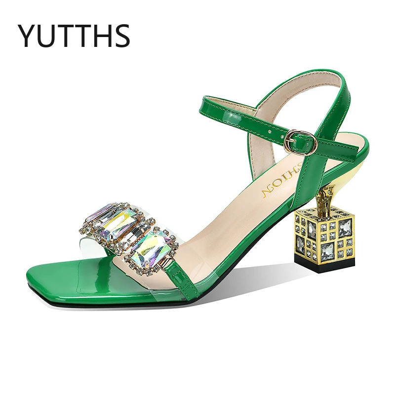 Женские босоножки стразы на высоком каблуке элегантные однотонные туфли с