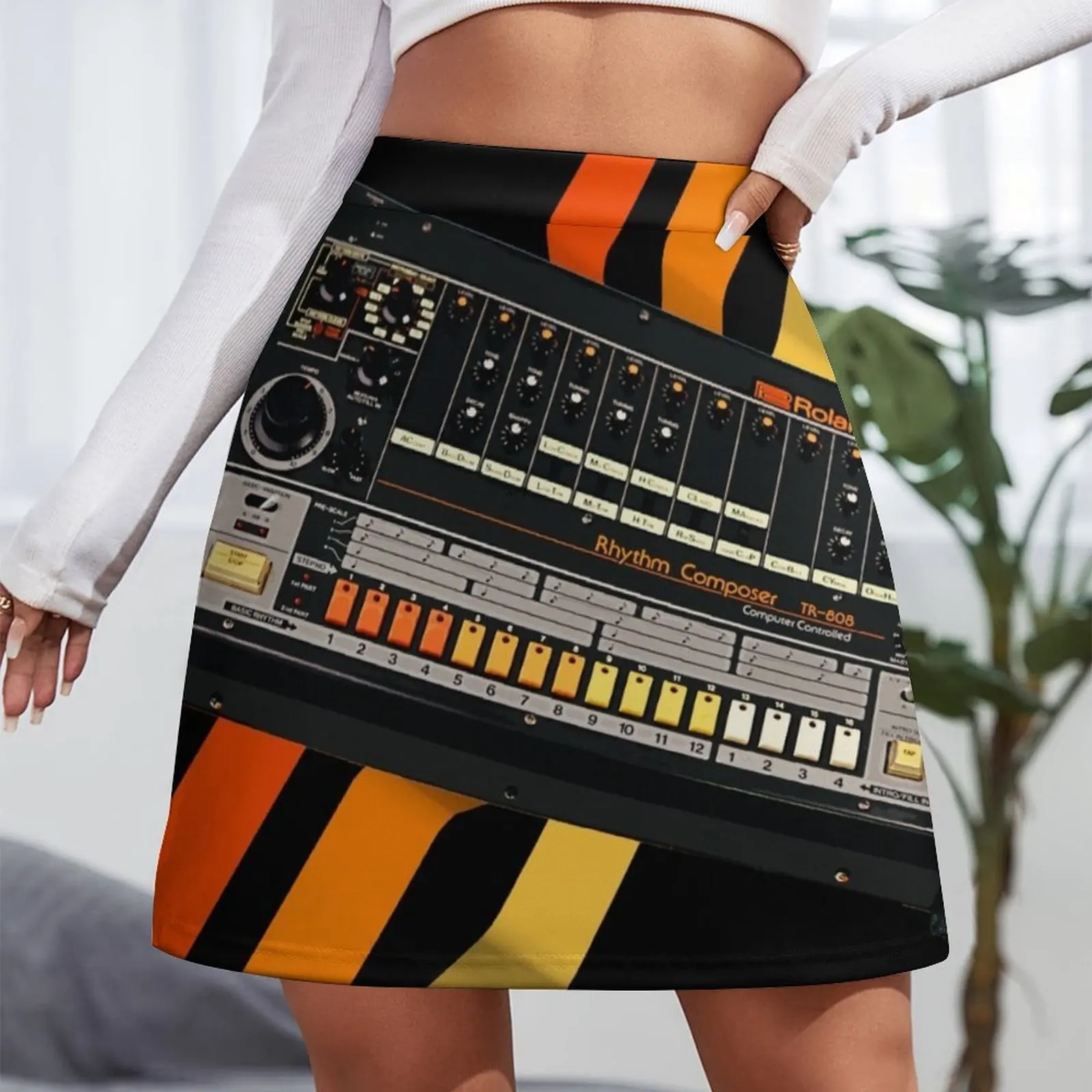 TR-808 оригинальная мини-юбка в стиле Old Skool с изображением коллажа роскошные