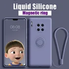 Новинка чехол с магнитным кольцом для Huawei P20 P30 P40 P50 Pro Honor 20 30 50 30S V30 V40 Mate 20 30 40 Nova 7 6 SE чехол из жидкого силикона