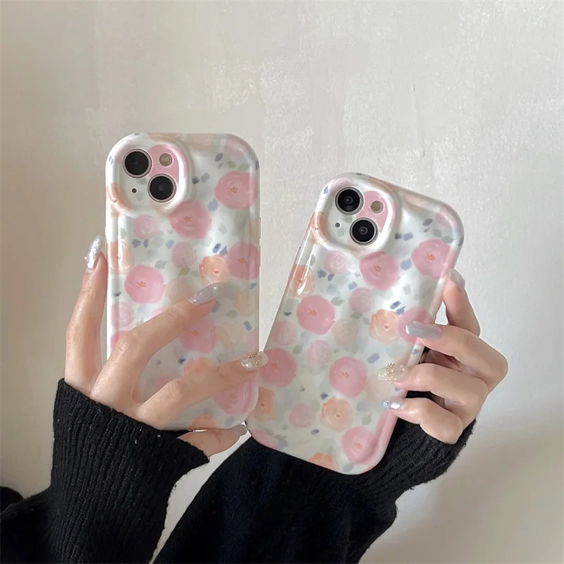 

Ins spring watercolor pink flowers Phone Case For iphone 14 13 12 11 Pro Max X XR XSMAX 7 8 Plus SE TPU Case Cover new products