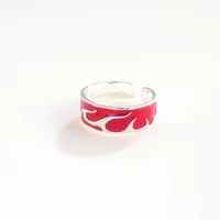 rundraw fashion hip hop red flame wave irregular open ring womens silver plated party rings jewelry gift bagues femme