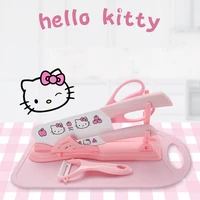 kawaii hello kitty accessories sanrio ceramic knife skin peeler cartoon kitty cute peeler household peeling knife fruit knife