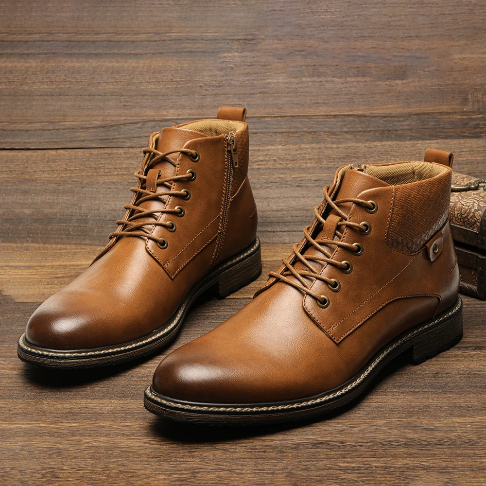 

Top Quality Men Ankle Boots British Style Fashion Men Boots With Zipper#AL657