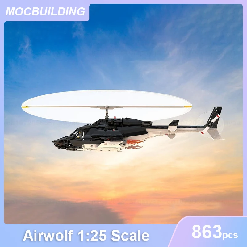 Фото Airwolf масштаб 1:25 модель самолета MOC строительные блоки DIY Сборные блоки Развивающие креативные детские игрушки подарки для детей 863 шт. №1