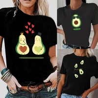 2022 fashion trend avocado printing women t shirt casual o neck summer selling short sleeve t shirt comfortable soft streettops