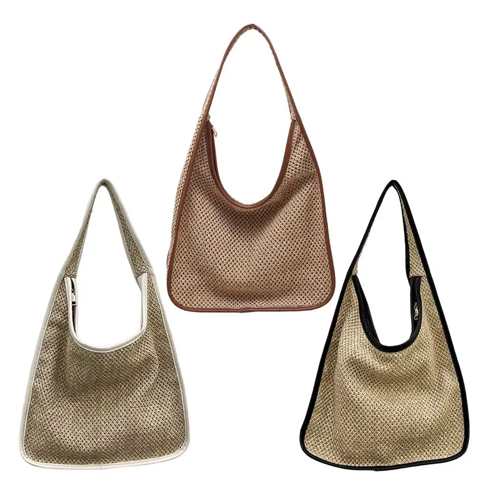 

Women Shoulder Bag Large Hand-woven Underarm Bag Boho Casual Armpit Bag Soft Retro Summer Shopping Purse Beach Handbag