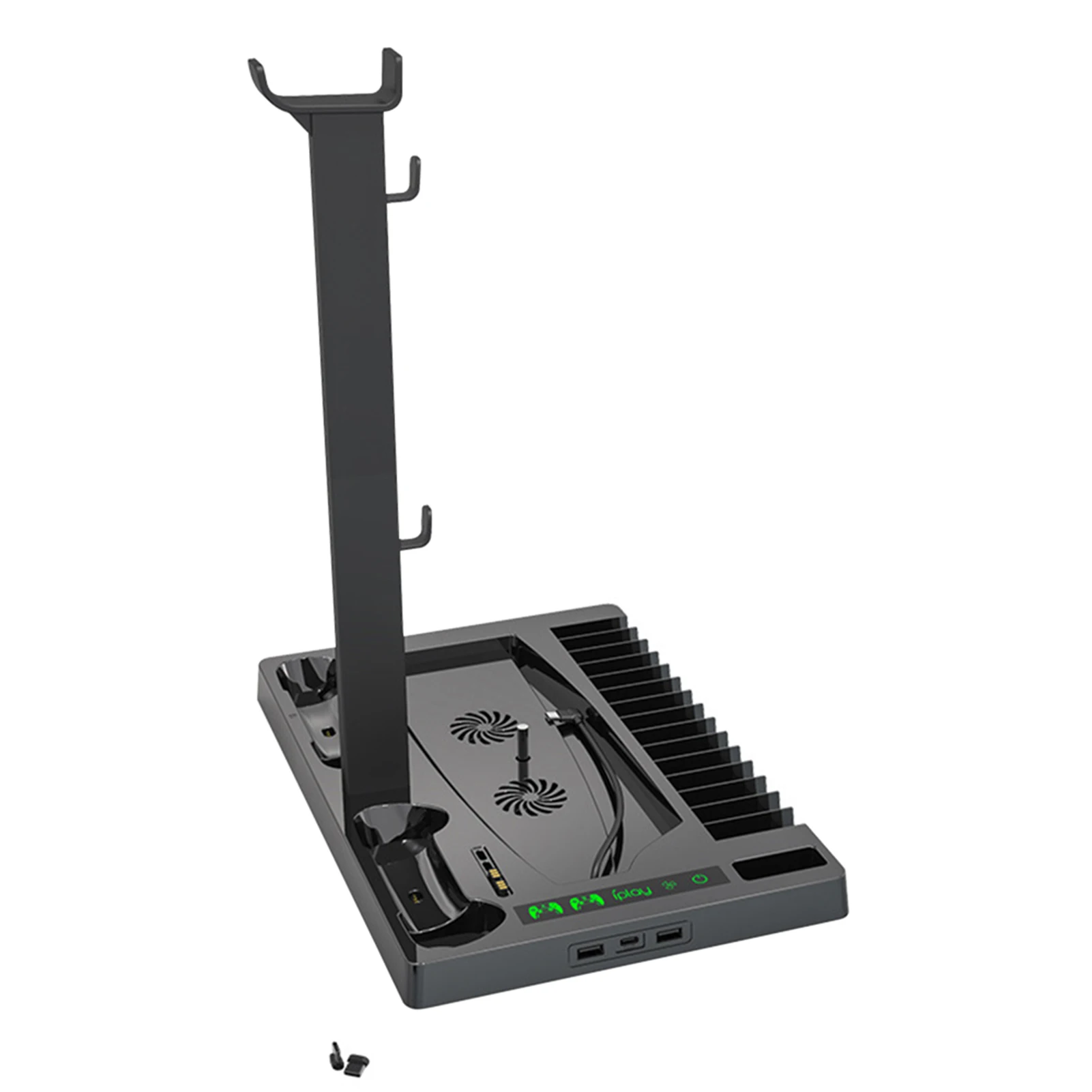 

Vertical Type C Fan Multifunctional Game Console Base Station Disc Storage Accessories Controller Charging Cooling Stand For PS5