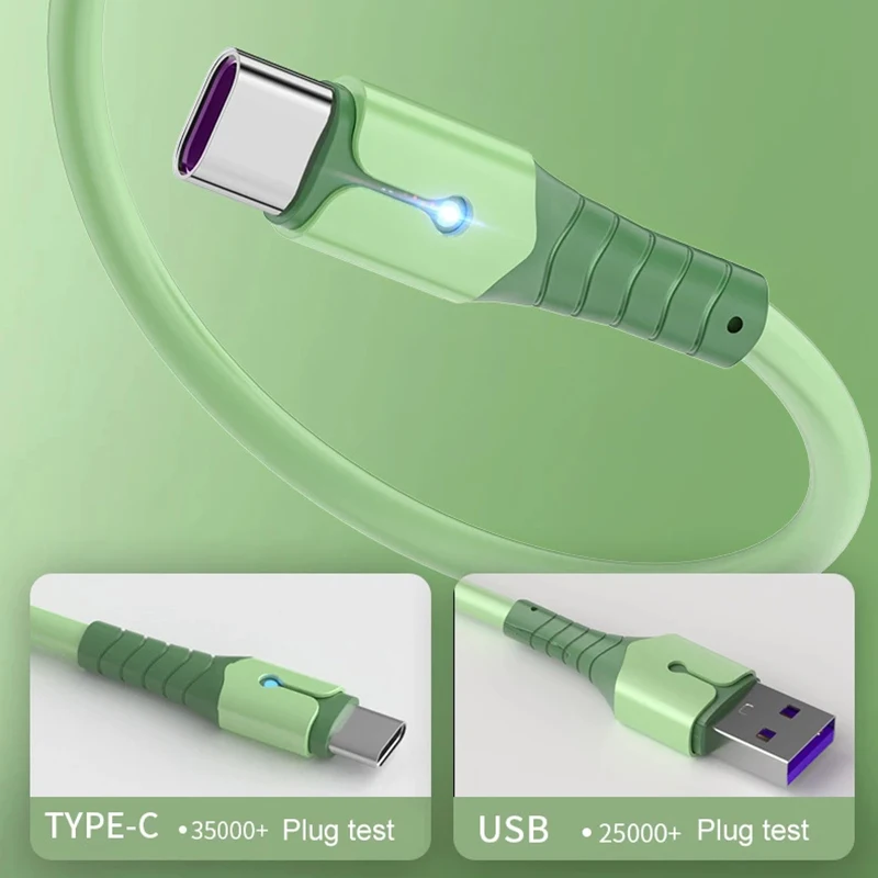 5A Жидкостной силикон Быстрая зарядка Кабель Micro USB Type C для Huawei Mate 40 Pro P40 Данные для Xiaomi Samsung on.