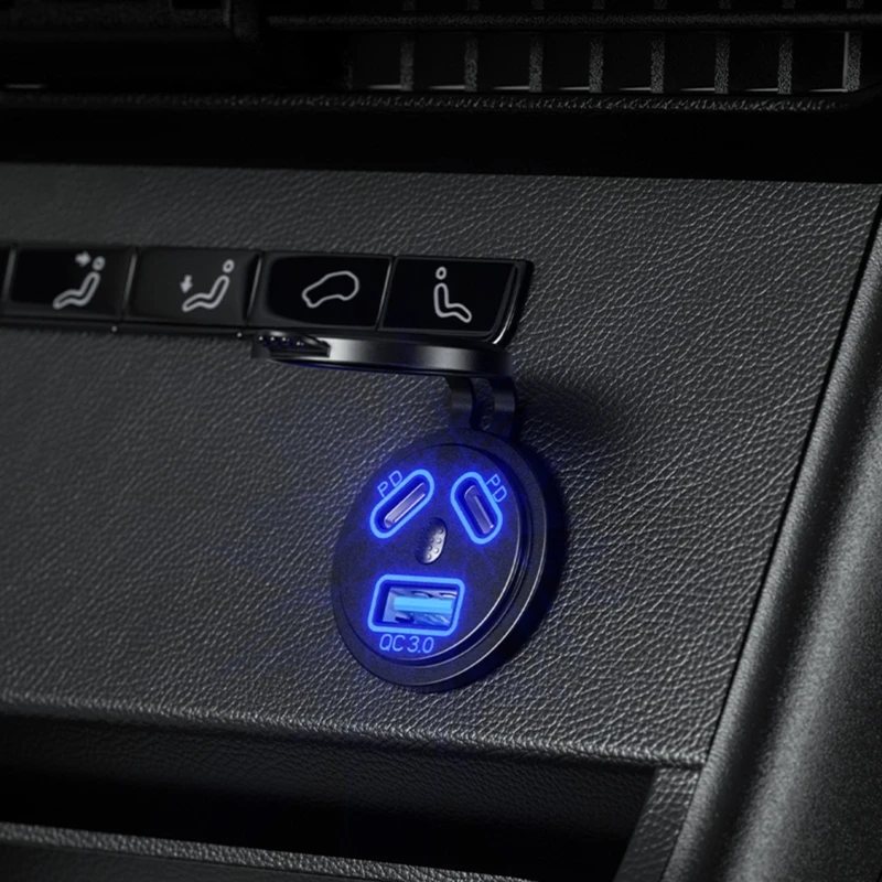 F3MA Водонепроницаемый USB-адаптер для зарядки Трехпортовый разъем автомобильного