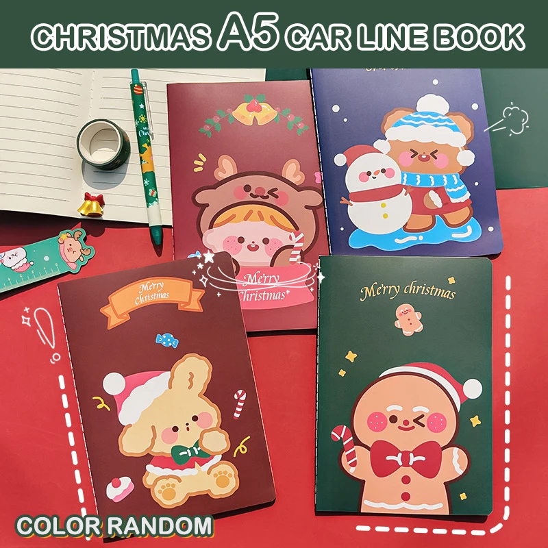 

Christmas Notebook Cute Cartoon A5 Exercise Books Children's Diary Message Notepad Student School Office Stationery Supplies