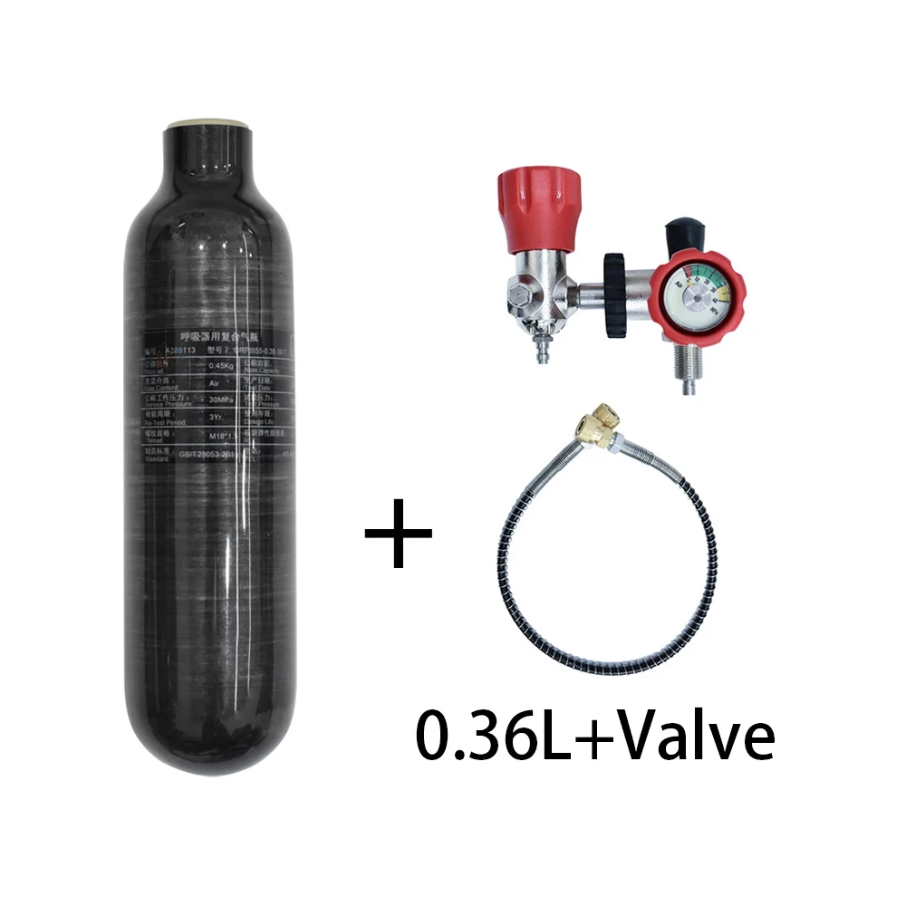 Цилиндр из углеродного волокна TUXING 300Bar 4500psi 0.36L 360cc с большим и маленьким клапаном