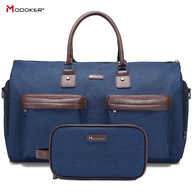 

Modoker Garment Travel Bag with Shoulder Strap Duffel Bag Carry on Hanging Suitcase Clothing Business Multiple Pockets Blue Pack