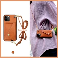 hasahing silicone lanyard wallets phone case for iphone 11 pro max se 2020 x xr xs max 6 6s 7 8 plus 12 card strap holder shell