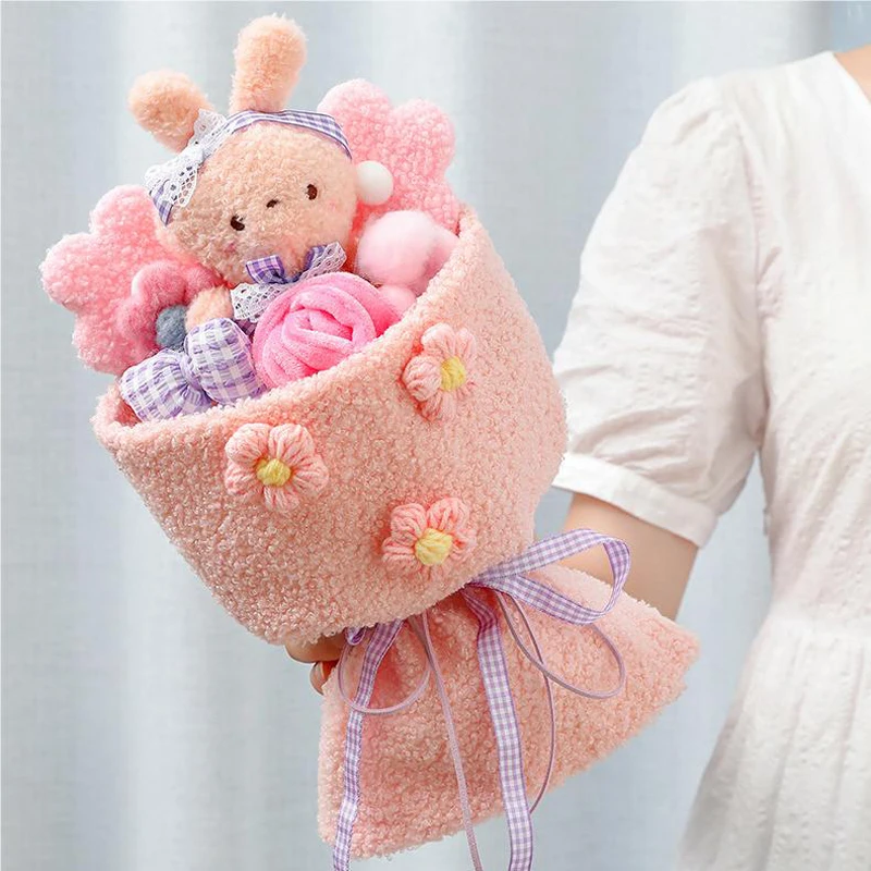 Valentine's Day Plush Dolls Cartoon Bouquet For Children Girlfriend Creative Cute Anime Flower Christmas New Year Gifts 2023