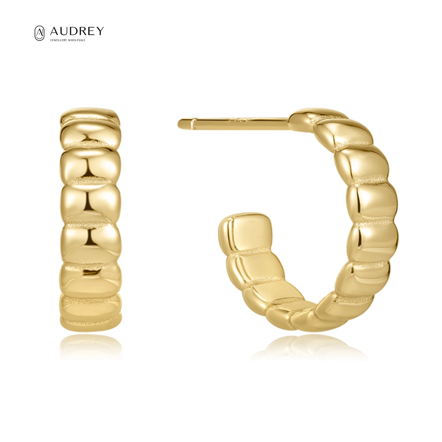 

Audrey Classic Jewelry Huggie Hoop Earrings Sterling Silver 925 Women Fine Jewelry Unique Style 14K Gold Plated Earring