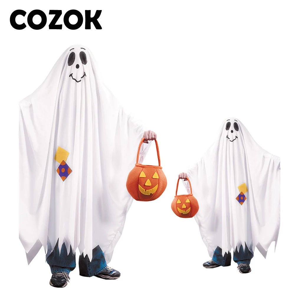 

COZOK Children Cosplay Costume Ghost White Tassels Cloak Ghost Long Cape Performance Cosplay Party Elf Dress Up Halloween Props