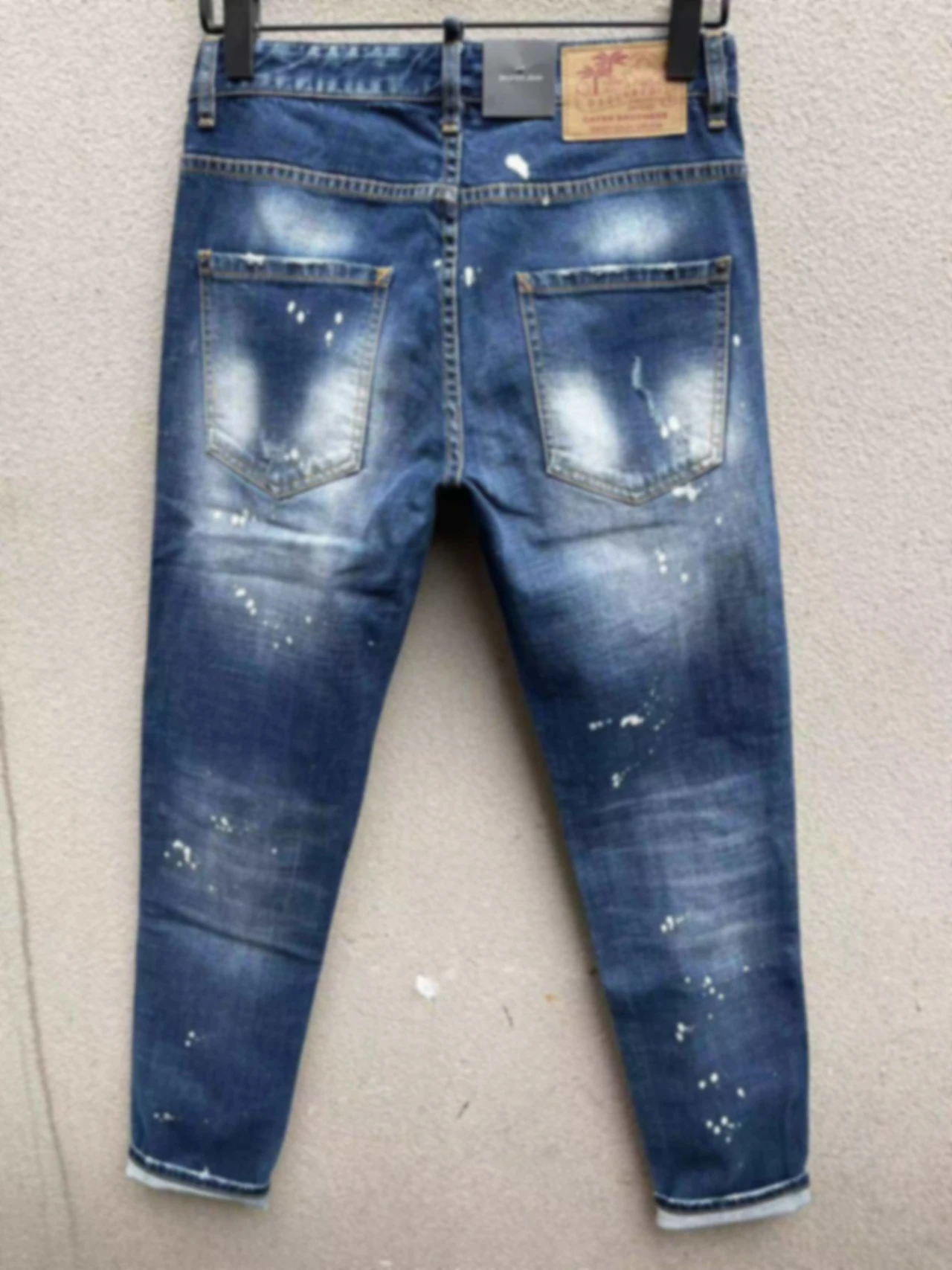 2023 Spring/Summer New D2 Jeans Men's Wash Printing Simple and Versatile 3D Cutting Small Foot Blue