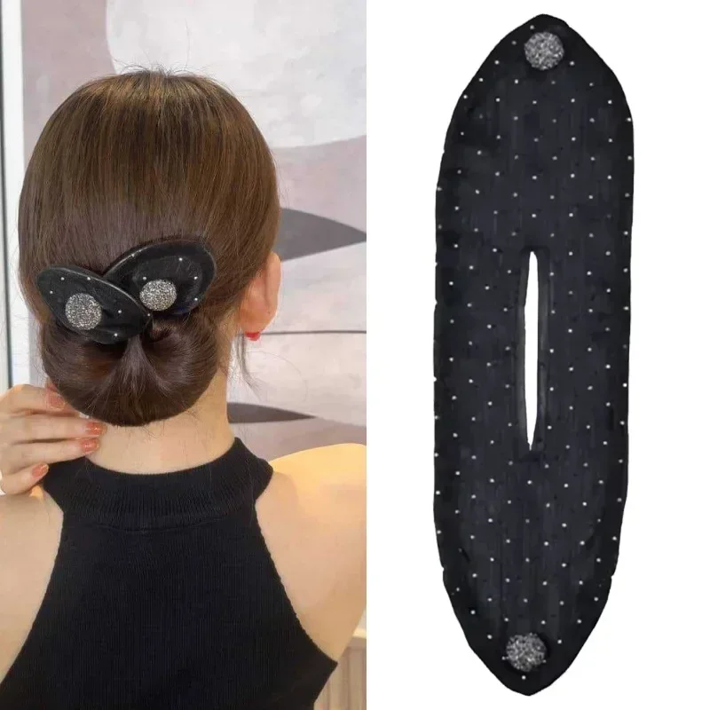 Ленивая прическа повязки для волос женская сетчатая пряжа бант черные пончики