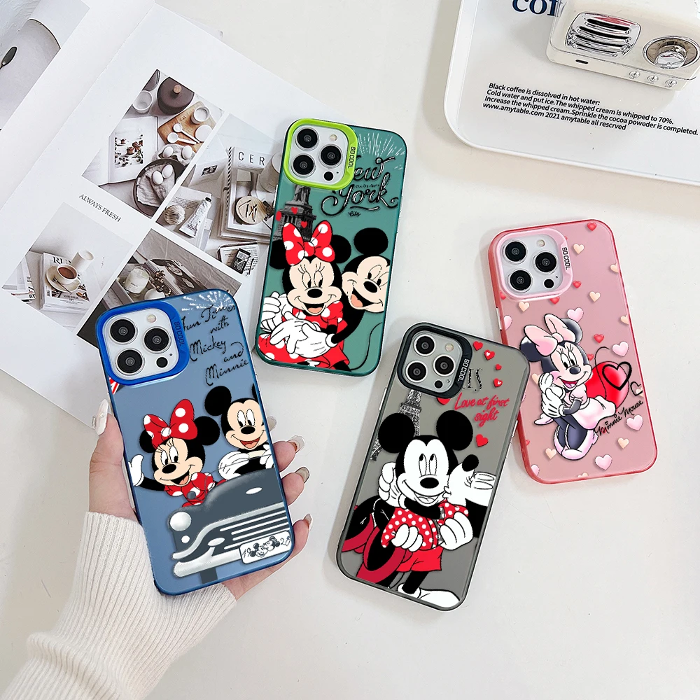 

Cartoon Disney Mickey Minnie Phone Case for XiaoMi Mi 11 Lite 12T POCO X3 GT NFC F4 X5 5G Lens Creative Border Hard TPU PC Cover