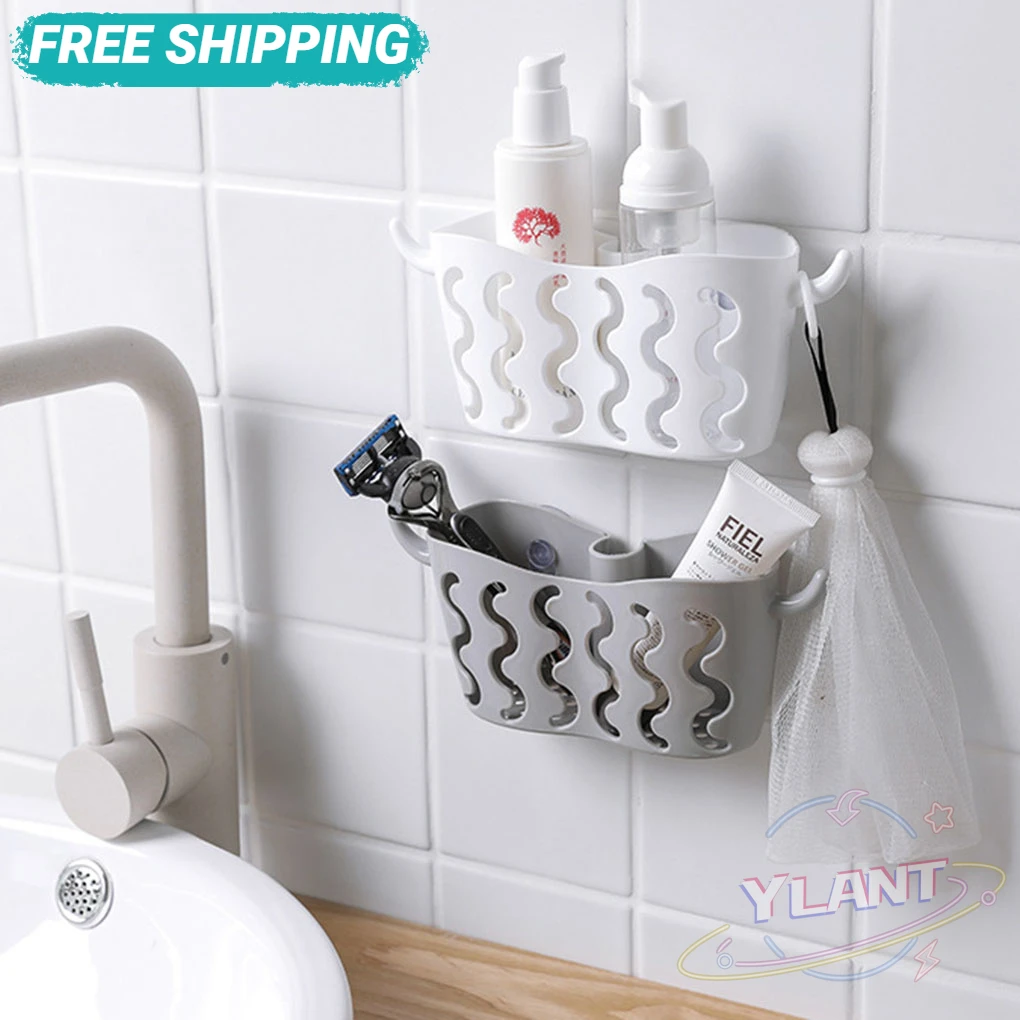 

Bathroom Shelf Organizer Kithchen Sink Wall Suction Corner Storage Holder Shelves Punch-Free Strainer Storage Holder Basket 1pc
