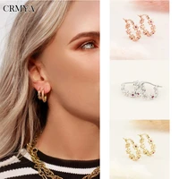 crmya cubic zirconia hoop earrings for women silver gold plated unusual flower piercing stud earrings wedding jewelry wholesale