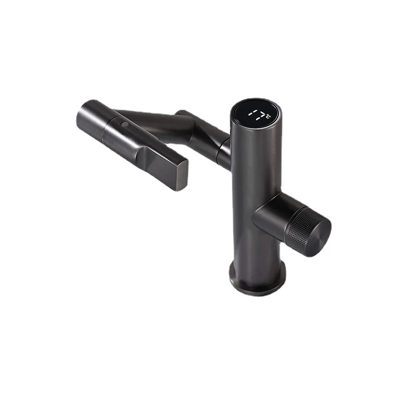 

Basin Washbasin Faucet Copper Digital Display Gray Faucet Multi-function Washbasin Faucet