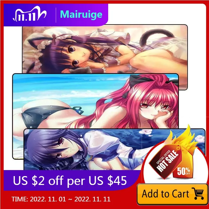 

Mairuige мой любимый коврик для мыши с сексуальными девушками для игры в аниме, большой скоростной коврик для мыши с замком, размер 400x900x3 мм, CSGO, ...