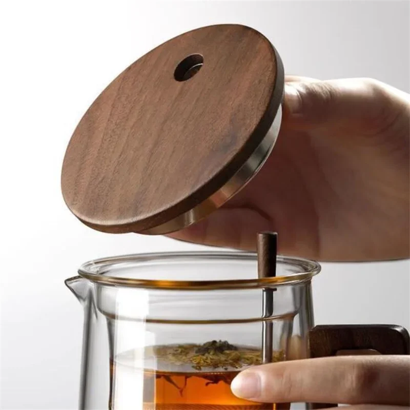 

Filtering Click Infuser Wood Walnut One Teapot Water Separation Inner Pot Tea With Tea Handle Glass Container Filter