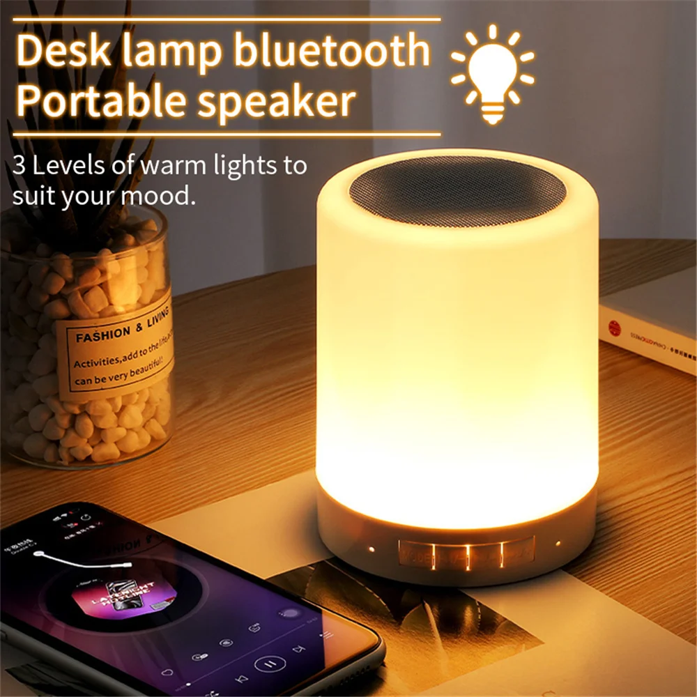 

Portable Bluetooth Speaker Wireless Mini Player Touch Pat Light Colorful LED Night Light Bedside Table Lamp for Better Sleeps