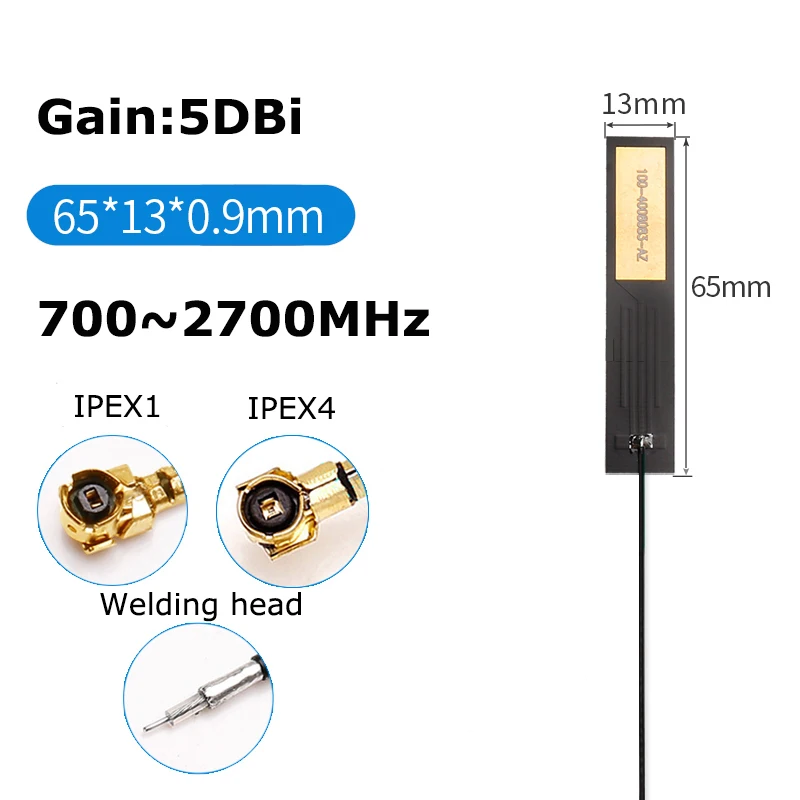 

Печатная плата IPEX/IPEX4, встроенная антенна с высоким коэффициентом усиления, 65 х13 мм, 5 дБи, для модуля GSM GPRS 2G 3G LTE 4G NB-iot, 2 шт.