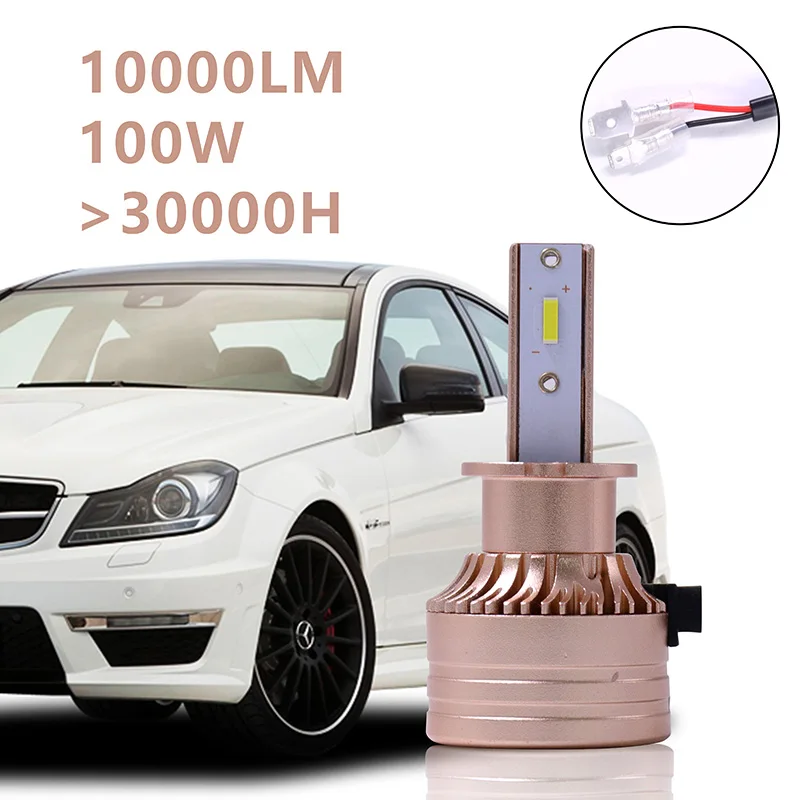H3 фонарь головного света для автомобиля 6000K-6500K фонари головного света 100 лм Вт COB чип Высокий ближний свет Plug and Play H3 Auto светодиодный