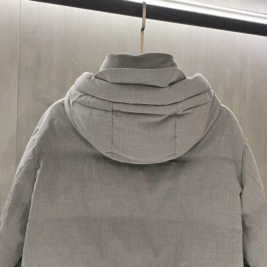 2025 мужской бутик осенне-зимний новый пуховик на молнии из шерстяной ткани со