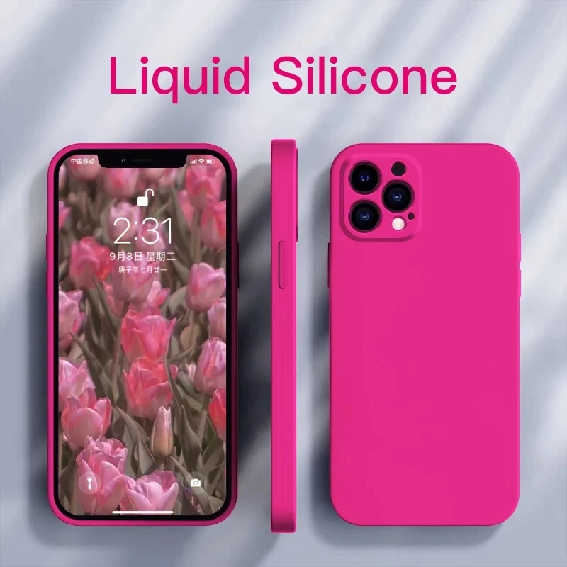 Soft Square Liquid  Silicone Case For iPhone 14 11 13 12 Pro Max Mini Plus X XR XS Max 7 8 SE 2022 Protective Back Cover Shell