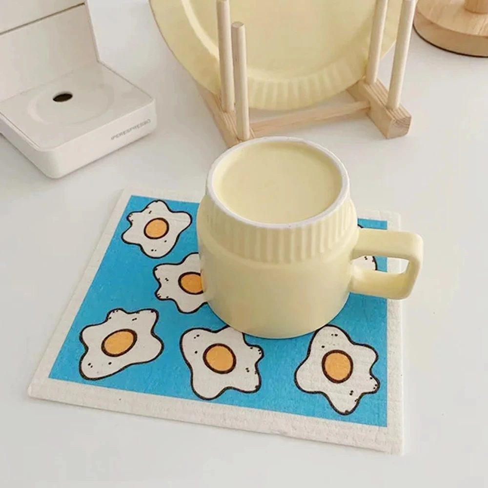 

Fruit Printed Absorbent Dishcloth Cleaning Cloth Water Absorbing Rag Reusable Wet Dry Household Kitchen Dishwashing Scouring Pad