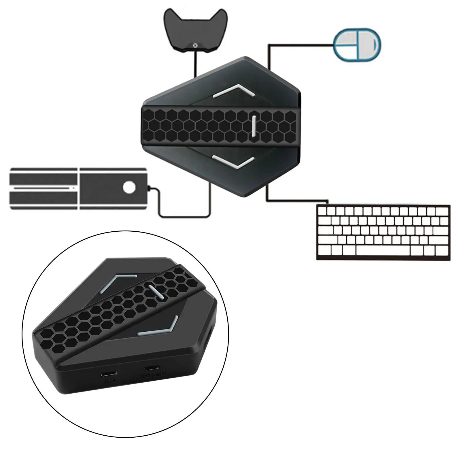 

Keyboard and Mouse Adapter Easy to Intall Mouse Keyboard Converter Mouse Converter Adapter for N-Switch