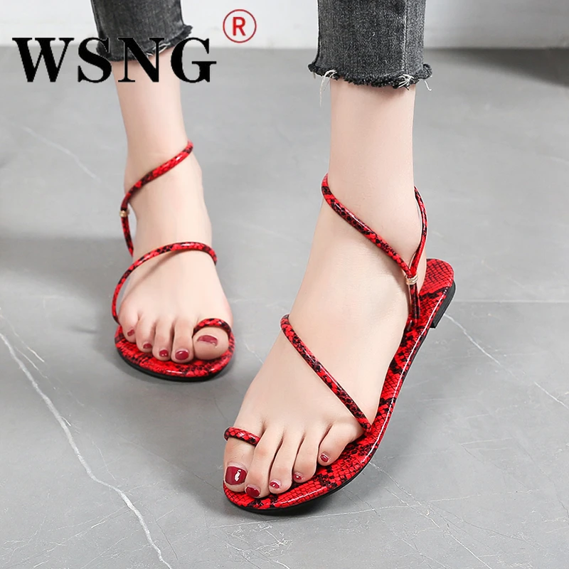 

2022 New Fashion Ladies Sandals Summer Shoes Round Toe 1cm Flat Heel Ladies Serpentine Sandals Ladies Shoes and Sandals