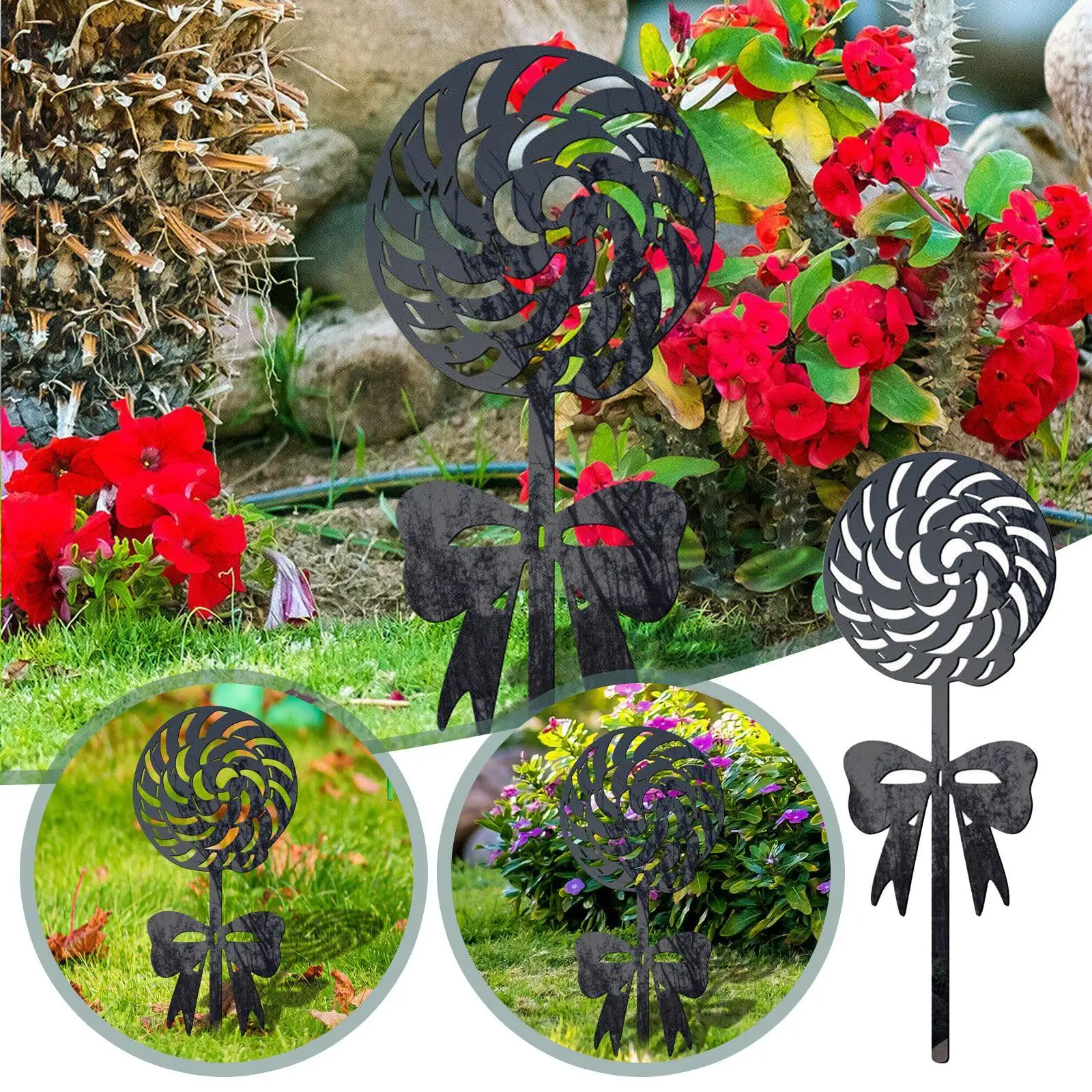 

Acrylic Christmas Candy Yard Art Garden Statues Backyard Lawn Stakes Candy Yard Decor Gifts Creative Garden Decoration Outdoor