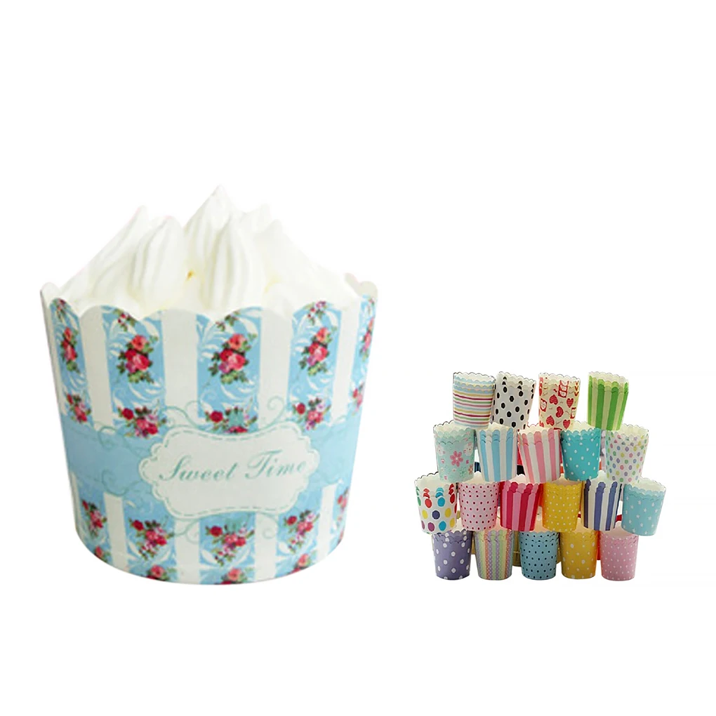 

50pcs Paper Cake Cup Liners Baking Cup Muffin Cupcake Cases Baking Greaseproof Paper Cups Cake Packaging Tools