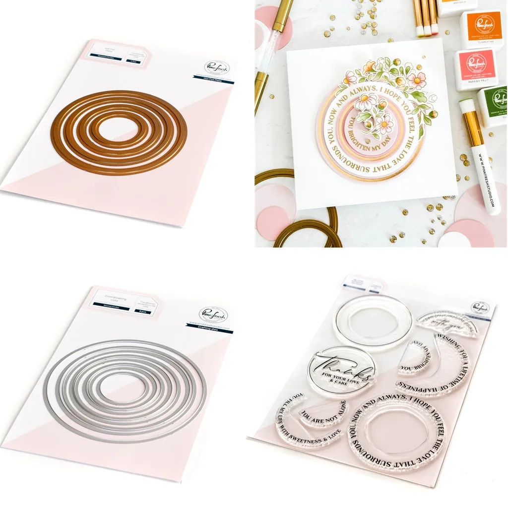 

2023 February Around The Shape Circles Metal Cutting Dies Clear Stamps Hot Foil Scrapbook Embossed Make Paper Card Album Craft