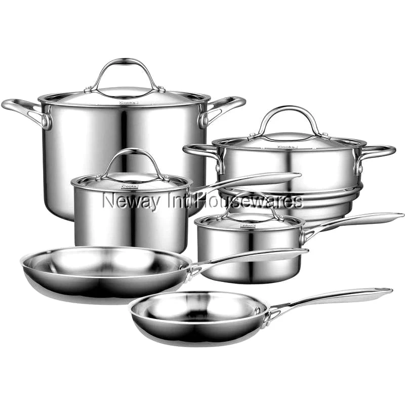 

10-Piece Cookware Set Multi-Ply Clad Stainless-Steel