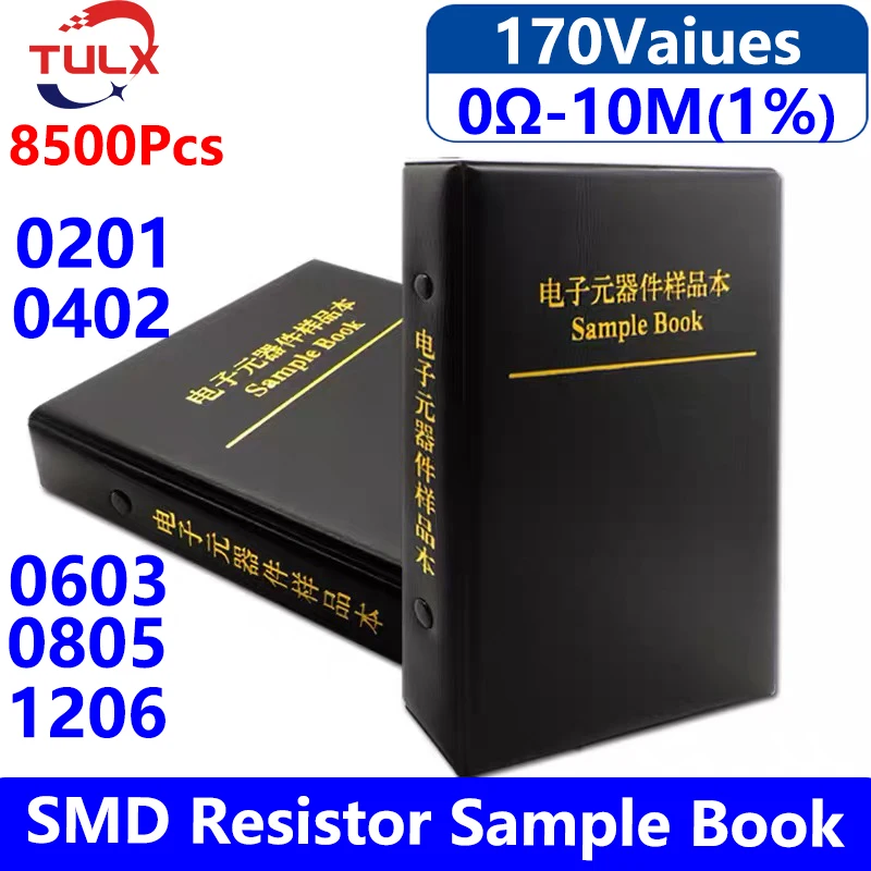 Набор esistor Smd Book 8500 ассортимент чиповых резисторов Kit0201 0805 0402 0603 1206 FR-07 SMT 1% значения