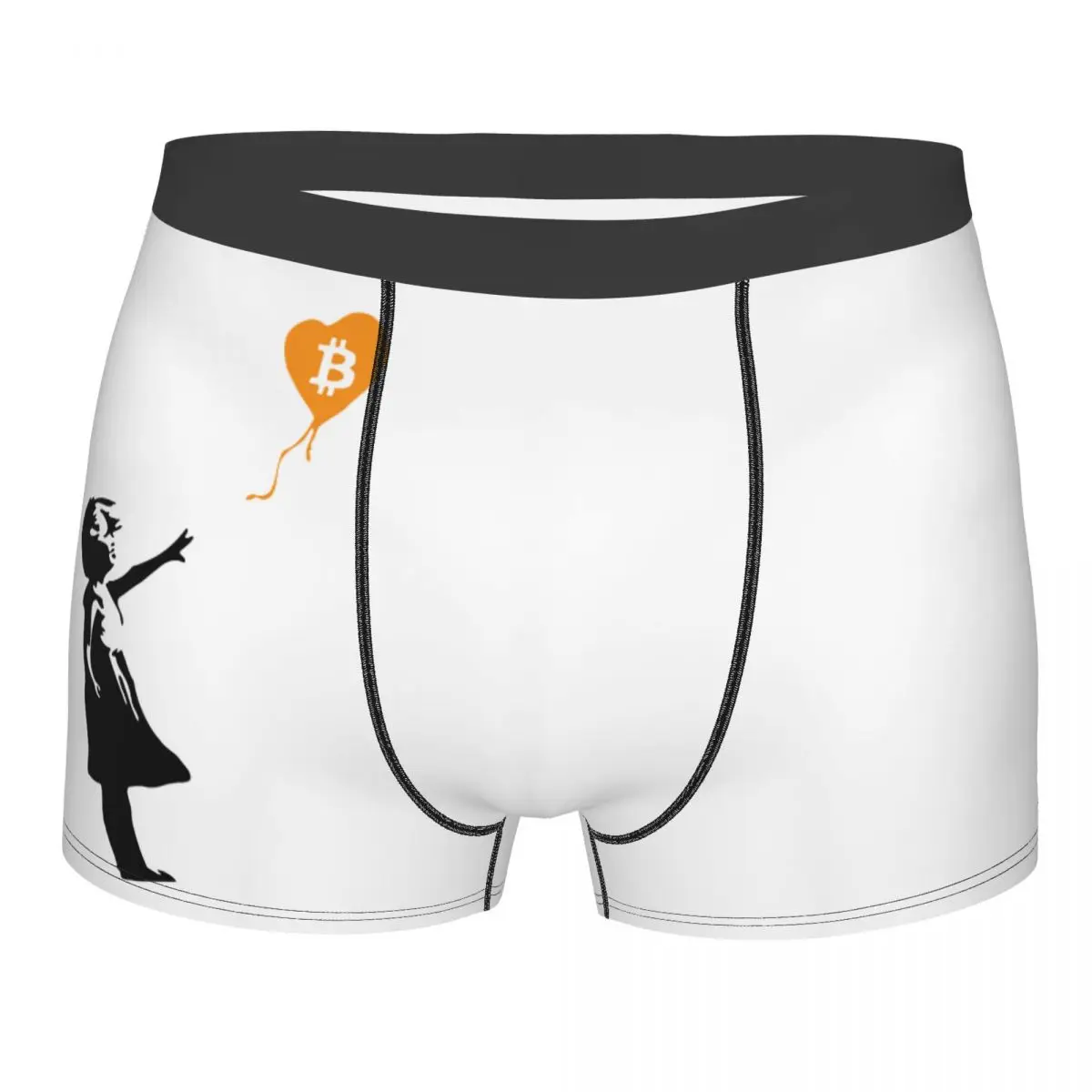 

Boxer Bitcoin Balloon Guys Banksy Loves Bitcoin Series Shorts Panties Men's Underwear Crypto Btc Blockchain Mid Waist Underpants