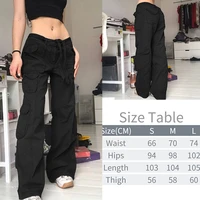 y2k pockets cargo pants for women straight oversize pants harajuku vintage 90s aesthetic low waist trousers wide leg baggy jeans