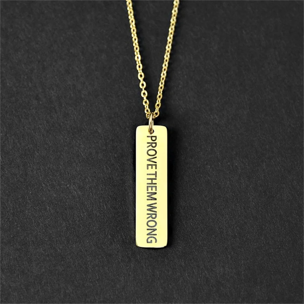 Carved Personalized Men's Pendant Necklace Custom Name Shiny Gold-Plated Stainless Steel Pendant Necklace Men's Necklace