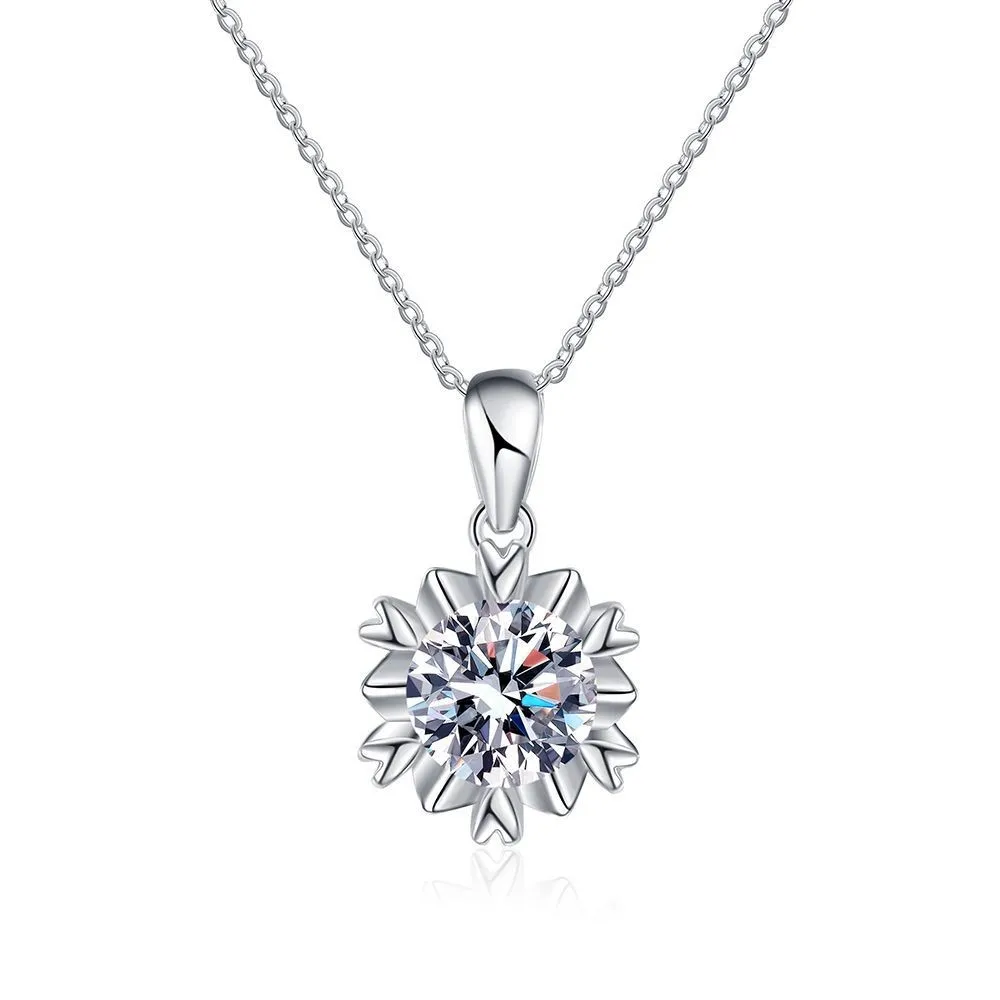 WZ00773 Lefei Fashion Luxury Classic Fine 1CT Moissanite Color D Snow Heart Necklace For Women 925 Sterling Silver Party Jewelry