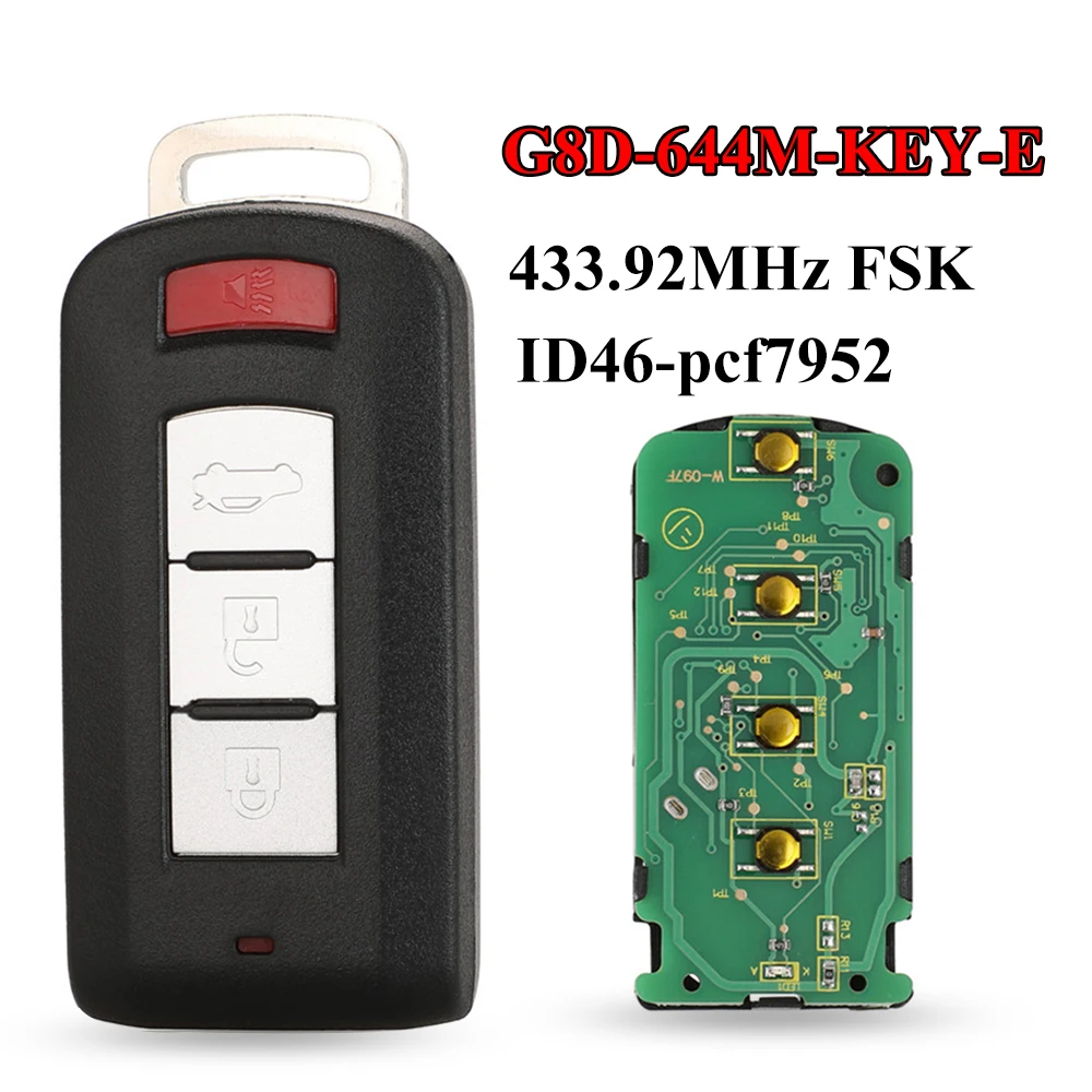 

Умный дистанционный ключ jingyuqin Keyless go 3 + 1B 315 МГц/434 МГц ID46 PCF7952 для Mitsubishi Lancer Outlander 2008-2016 OUC644M-KEY-N