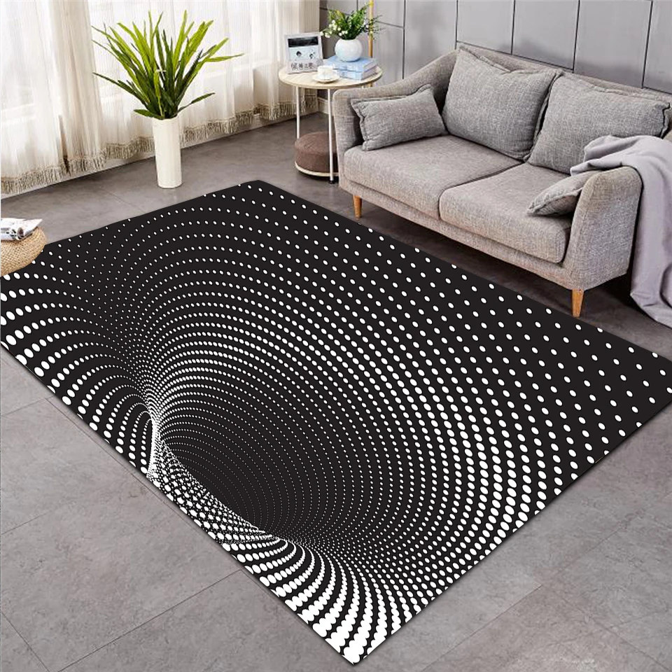 

3D Swirl Living Room Floor Mat Porch Door Mat Abstract Geometric Optical Door Mat Non-slip Mat Living Room Decorative Carpet