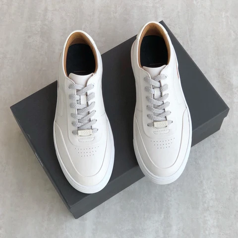 Мужские коричневые Изысканные кожаные кроссовки Mirage в теннисном стиле Napa, летняя дышащая перфорированная повседневная обувь на плоской подошве