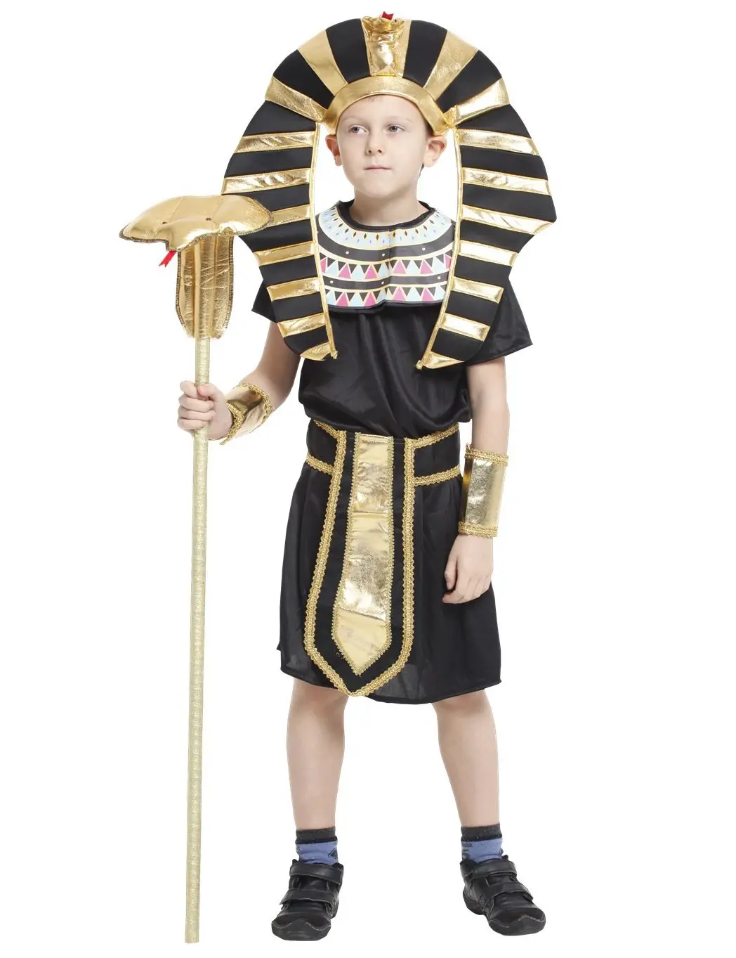 Boy Pharaoh Costume Robe Halloween Purim Kid Ancient Egyptian Cleopatra Outfit Child King of Egypt Pharaoh Cosplay Fancy Dress